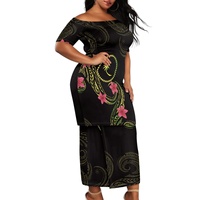 Robe longue ajustée pour femme, style polynésien, motif tatouage, Chuuk Puletasi, collection 2025, idéale pour le voyage et le shopping, personnalisable, pour le dropshipping