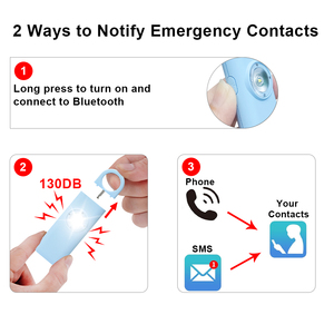 Alarma de Seguridad de Emergencia SOS de 130dB, Alta Sensibilidad, Recargable, Conexión Inalámbrica, Sin Necesidad de Aplicación, Ubicación GPS, Alerta por <span class=keywords><strong>SMS</strong></span>/Llamada, LED - Product Image 6