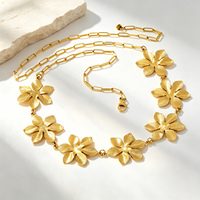 Chaînes de taille en acier inoxydable plaqué or en gros pour femmes, bijoux floraux superposés pour le ventre, OEM ODM