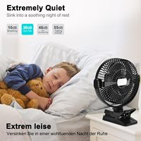 Ventilateur à pince portable rechargeable par USB de 8 pouces Ventilateur à pince à 5 lames pour chariot de golf en plein air Ventilateur à pince pour batterie 12000mAh