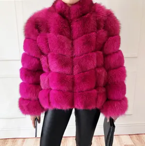 Giacca in Vera <span class=keywords><strong>Pelliccia</strong></span> di Volpe Naturale per <span class=keywords><strong>Donna</strong></span>, Calda <span class=keywords><strong>e</strong></span> Alla Moda, Gilet con Collo Alto, Manica Lunga, <span class=keywords><strong>Cappotto</strong></span> in <span class=keywords><strong>Pelle</strong></span> - Product Image 1