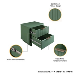 Sage Green Nightstand with Two <b>Drawers</b> Modern <b>Storage</b> Cabinet <b>for</b> Bedroom - Product Image 4