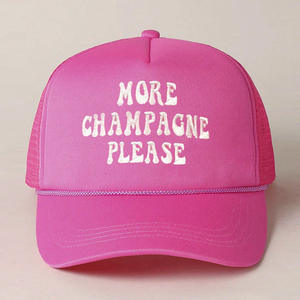 Altro CHAMPAGNE si prega di ricamato cappello Casual protezione solare a 5 pannelli in schiuma 100% cinturino in poliestere spugna maglia con lettera cappellino da Baseball - Product Image 6