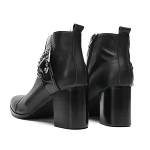 Botines de lujo Retro para hombre para invierno estilo <span class=keywords><strong>Chelsea</strong></span> negro con tacones altos hebilla grande cremallera vestido de vaquero zapatos de fiesta - Product Image 2