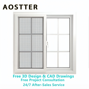 Fenêtre coulissante contemporaine AOSTTER en <span class=keywords><strong>PVC</strong></span>-U avec poignées de verrouillage dissimulées, vue dégagée et sécurité pour l'architecture moderne - Product Image 1