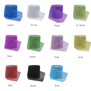Rollo de malla de plástico con diamantes de imitación de 24 filas, cinta azul verdoso para decoración de pasteles de boda, jarrones y fiestas, venta al por mayor - Product Image 3