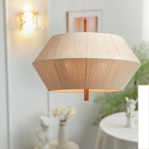 Vintage Solid Wood Woven Pendant <b>Light</b> Retro Hemp Rope <b>Dining</b> Room Fixture Japanese Wabi-Sabi Style Bedroom Living Chandelier - Product Image 3