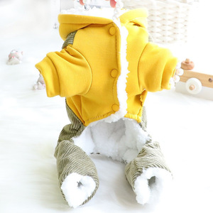 Vêtements pour chien, manteau en coton à quatre pattes avec doublure en polaire, en velours côtelé doux, pour bébés et tout-petits, unisexe, automne-hiver - Product Image 1