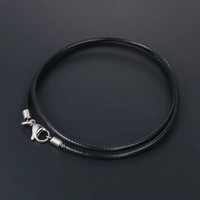 Chaîne de collier en cuir tressé noir simple personnalisé avec fermoir en acier