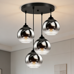 Lampada a Sospensione Moderna Nordica a 3 Teste, Lussuosa con <span class=keywords><strong>Paralume</strong></span> in Vetro <span class=keywords><strong>Grigio</strong></span> Fumé Placcato, per Sala da Pranzo, Bar, Soggiorno, Piccola Lampada Sospesa in Ferro - Product Image 1