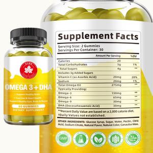 Gummies Omega 3 + DHA en gros, supplément triple concentration d'huile de poisson issue du pollock sauvage d'Alaska - Product Image 6