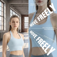Soutien-gorge de sport yoga haute performance en Spandex/Nylon à bretelles croisées, design torsadé, logo avant, tendance, stock usine disponible