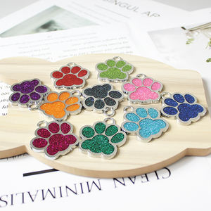 Targhette identificative in lega di zinco da 40 mm con impronta di zampa di cane, grandi, glitterate, per creazione gioielli, ciondoli, fai da te, portachiavi, accessori per collari per animali domestici - Product Image 5