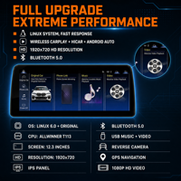 Écran tactile LCD 12,3 pouces, système Android, CarPlay/HiCar/Android Auto sans fil, support de tableau de bord portable USB pour BMW, 1 an