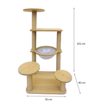 Tour de jeu pour chat en bois multicouche, deux niches pour chat, nid en acrylique transparent, échelle en sisal, poteaux à gratter complets pour les foyers multi-chats