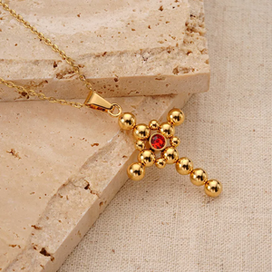 Collar Cruzado para Mujer, Acero Inoxidable 304, Chapado al Vacío en Horno, Colgante sin Incrustaciones, Joyería de Moda, Diseño Simple - Product Image 2