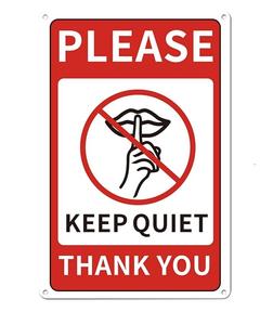 Panneau de signalisation personnalisé de haute qualité en aluminium de 8*12 pouces « Veuillez rester silencieux, Merci » pour bibliothèque, protégé contre les UV et imperméable - Product Image 1