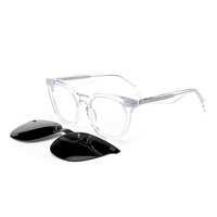 Lunettes de soleil polarisées œil de chat magnétiques à clipser personnalisées 2025, vision nocturne, protection UV, monture légère en acétate, dégradé bleu