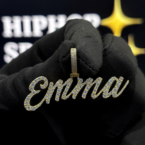 Colgante Personalizado HIPHOP SPARKLE con Nombre Emma, Plata de Ley 925, Chapado en Oro, Moissanita VVS, Collar con Letras Escritas Estilo Hip Hop - Product Image 6