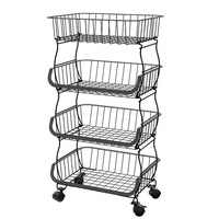 MasterACCT 3Tcart2 Metal Keukenrek 3 Planken voor Fruit- en Groentebewaring Duurzame Vloerwagen Organizer Stapelbare Mandjes
