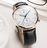 Jam tangan mewah pria dial besar warna rose gold, klasik, kronograf