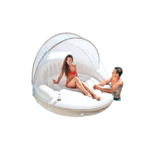 Sang Trọng Vòng Hồ Bơi <span class=keywords><strong>Float</strong></span> Cho Hai Với Có Thể Tháo Rời Tán Bền Vinyl Thiết Kế tựa lưng Và Chủ Sở Hữu Cốc Hoàn Hảo Cho Những Ngày Nắng - Product Image 1