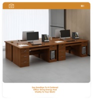 Ensemble de bureaux doubles avec chaises, design minimaliste moderne, poste de travail informatique face à face, tiroirs, bureau de direction en bois mural