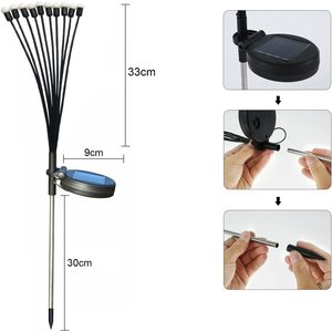 Lampe solaire LED Firefly, imperméable, pour l'extérieur, éclairage décoratif de jardin, éclairage paysager, durée de vie de 50000 heures - Product Image 2
