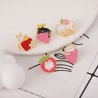 En gros, Broches en métal émaillées à motifs de dessins animés (Chat mignon, Lapin, Chat et fruits, Fraise), Adorables broches quotidiennes, Cadeau pour filles et enfants