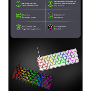 ZIYOU LANG T60 Combo de jeu léger 3 en 1 filaire, <span class=keywords><strong>clavier</strong></span> de jeu 62 touches 60% et ensemble <span class=keywords><strong>souris</strong></span> - Product Image 2