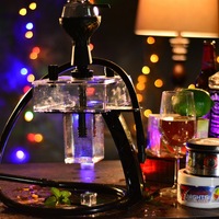 Chicha en acrylique colorée, durable et écologique, finition givrée, 1 tuyau, portable, coffret cadeau, pour bar, usage CHICHA