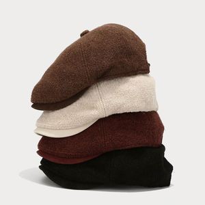 หมวกเบเร่ต์สไตล์วินเทจอังกฤษสำหรับผู้ชายและผู้หญิง  หมวกแก๊ปทรงนิวส์บอยสำหรับฤดูใบไม้ร่วงและฤดูหนาว  ทำจากขนแกะหนานุ่ม อุ่นสบาย เหมาะสำหรับกิจกรรมกลางแจ้ง - Product Image 1