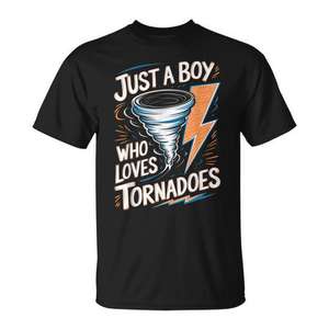 Juste un garçon qui aime les tornades T-shirt avec motif de tempête météorologique - Product Image 1
