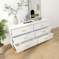 Armoire de rangement en bois blanc de style nordique, luxe léger, avec tiroirs et 4 pieds dorés