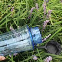 Bouteille d'eau en plastique transparente minimaliste sans BPA, anti-fuite, avec couvercle à clapet, bouteille d'eau de bureau