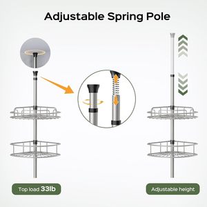 Étagère d'angle murale sans perçage pour salle de bain, organisateur gain de place pour douche et toilettes domestiques - Product Image 3