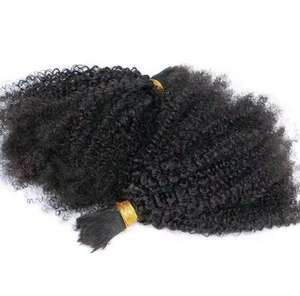 Usine prix de gros 100% <span class=keywords><strong>cheveux</strong></span> humains <span class=keywords><strong>Afro</strong></span> crépus bouclés 4c Texture <span class=keywords><strong>Afro</strong></span> en vrac tissage Extensions de <span class=keywords><strong>cheveux</strong></span> pour les femmes noires - Product Image 2
