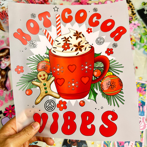 Transfert thermique DTF motif Bonhomme de pain d'épices de Noël <span class=keywords><strong>au</strong></span> chocolat chaud, style rétro, pour tasses à café, décalcomanie thermocollante pour T-shirts, sweats à capuche, vêtements et projets DIY - Product Image 1