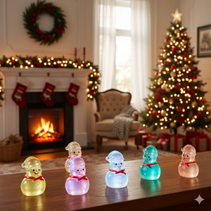 بيع مباشر من المصنع، دمية رجل الثلج المضيئة الصغيرة اللطيفة بتصميم أنيمي كاواي من الراتنج، متوفرة بـ 7 ألوان، لتزيين الكريسماس والهدايا - Product Image 4