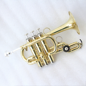 Trompeta Piccolo Bb/A de oro/plata de gama alta, instrumento de rendimiento, Trompeta Piccolo con válvula rotativa, S, 1/2 - Product Image 1