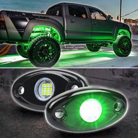 Luces de Roca Impermeables de 12 Voltios YD para OVOVS, LED Verde Brillante con Logo de Aluminio, Luz Ambiental para Mini Camioneta, ATV, 4x4, Todoterreno, SUV