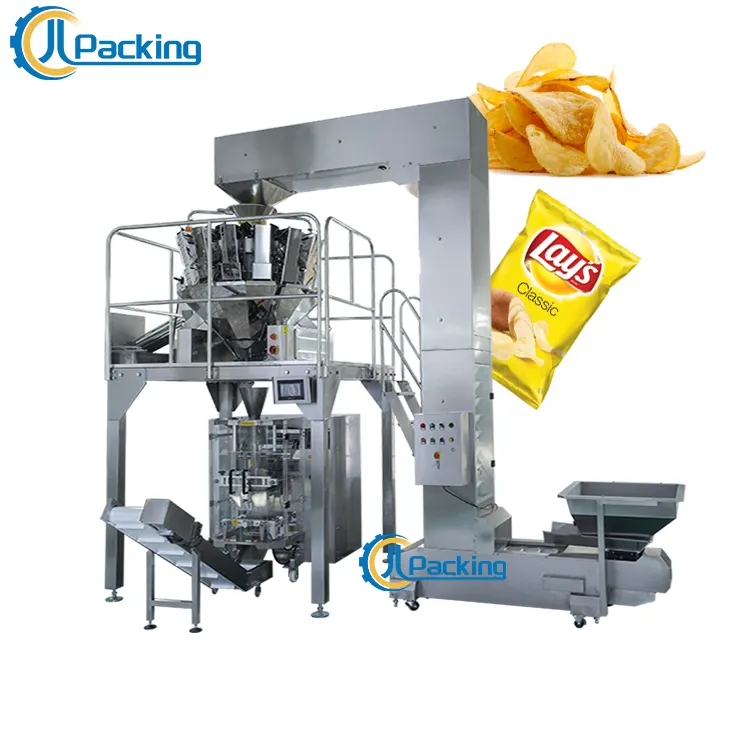 JCL Automático de Relleno de Nitrógeno de Arroz Inflado Multihead Weigher Microondas Palomitas de Maíz Sellado de Máquinas de Embalaje