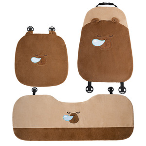 Cojín de asiento de coche de dibujos animados, funda de asiento de felpa cálida para invierno, antideslizante, para decoración interior de automóvil, juego de 3-4 piezas - Product Image 5