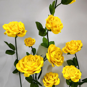 Roses artificielles élégantes en EVA jaunes, accessoires décoratifs floraux - Product Image 4