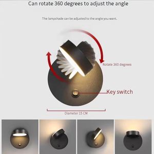 Hiện đại xoay 360 ° LED Tường Đèn treo tường my9706 trong nhà <span class=keywords><strong>On</strong></span>/<span class=keywords><strong>Off</strong></span> chuyển đổi 3000K/4000K/6000K cạnh giường ngủ Đèn đọc sách sắt cho phòng khách - Product Image 5