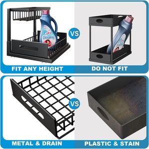 La nostra <span class=keywords><strong>cucina</strong></span> fa scorrere il nostro cassetto 2 livelli sotto l'organizzatore di stoccaggio del lavandino in metallo estrae l'organizzatore dell'armadio per il bagno e la <span class=keywords><strong>cucina</strong></span> - Product Image 3
