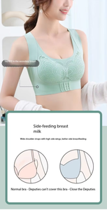Reggiseno da donna comodo estivo per tutti i giorni, senza ferretto, taglie forti, in pizzo, a coppa intera, imbottito, intimo femminile - Product Image 3
