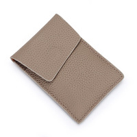 Porte-cartes de luxe en cuir véritable pour femme, fin et élégant, avec système de tirage rapide pour cartes d'identité et de crédit, mini étui de voyage