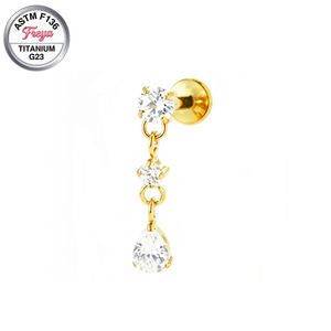 Pendientes de titanio ASTM F136 grado implante Freya con rosca interna para perforaciones, tipo colgante, labret, stud, snug, tragus, daith, con parte trasera plana - Product Image 5