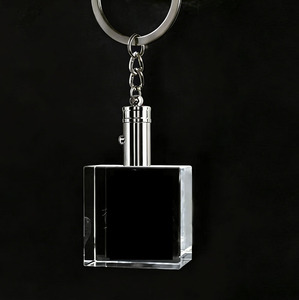 Wholesale 35*35mm Crystal Glass <b>Keychains</b> <b>Personalized</b> Custom 3D Laser Photo LED Lights K9 Crystal Keychain Blank Promotional - Product Image 2